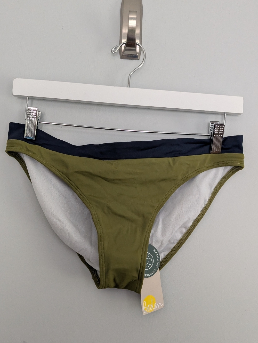 NEW Women's Boden Swimsuit Bottoms US 8 UK 12 Olive Green Navy